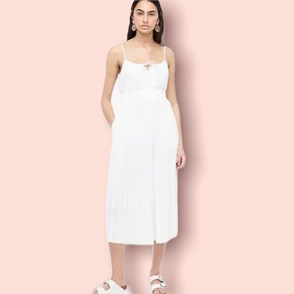 NWT J.Crew Smocked Waist Pleated Dress White Size 14 - Picture 7 of 15